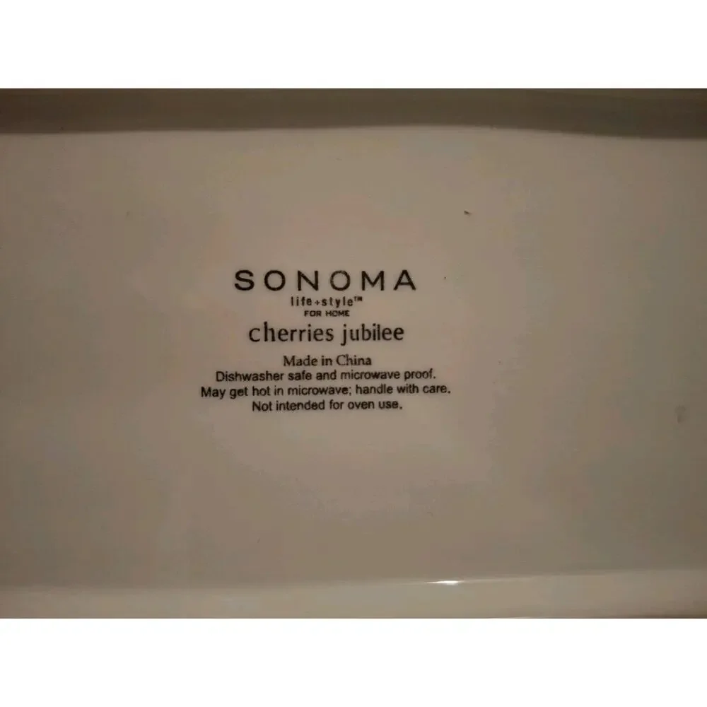 LARGE SONOMA CHERRIES JUBILEE Long Ceramic Cracker Tray 15